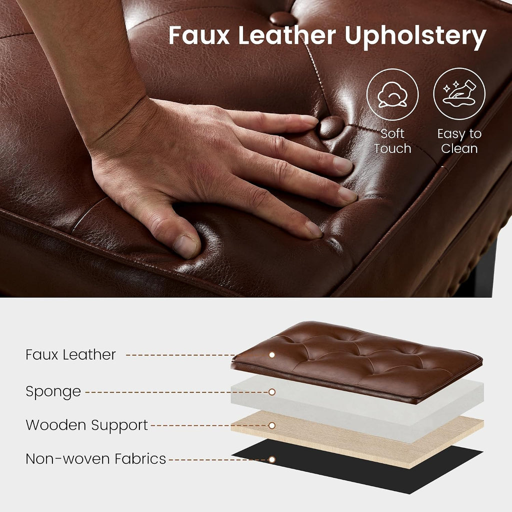 Mid Century Leather Ottoman Stool