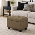 24 Inch Sandstone Fabric Storage Ottoman