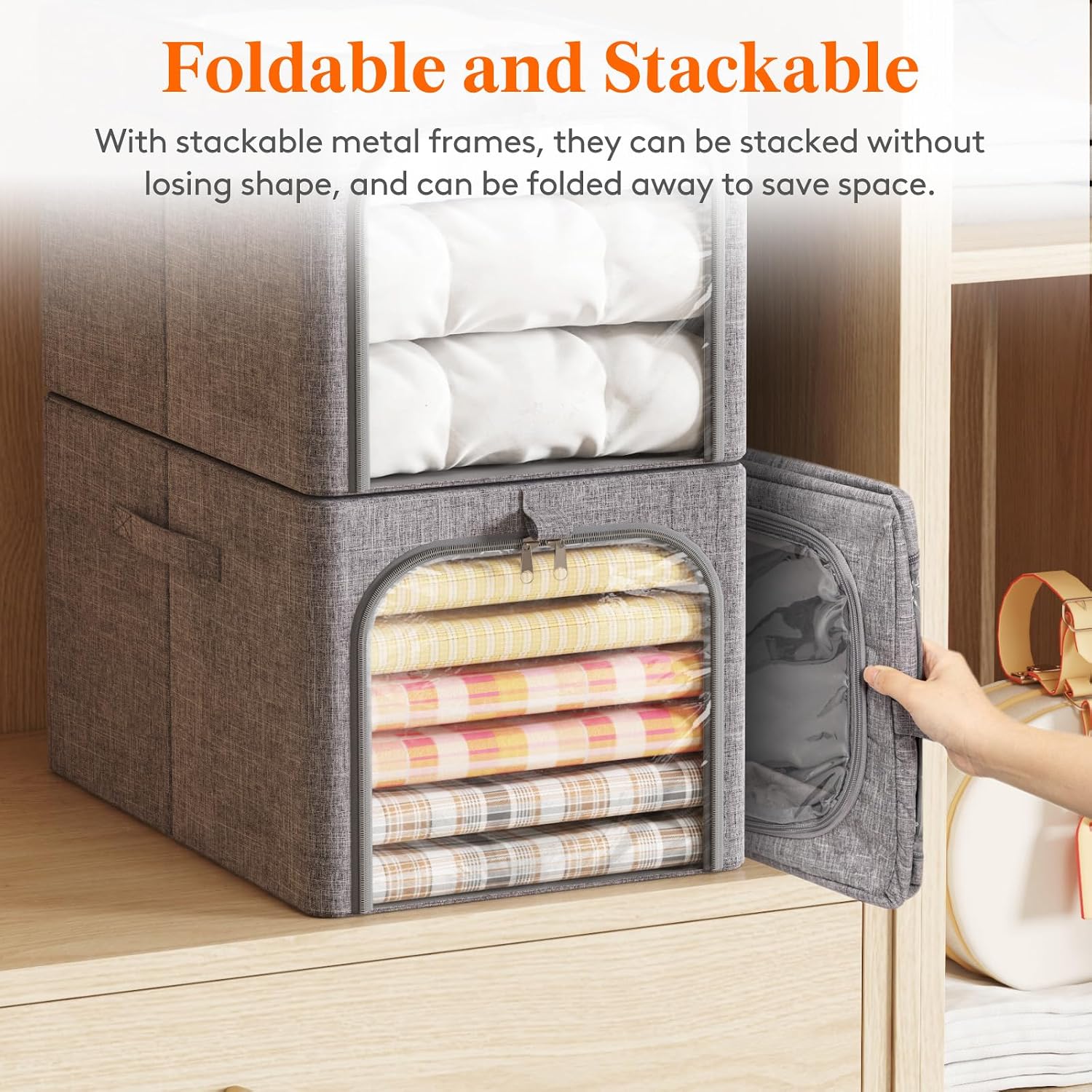 6 Metal Frame Fabric Storage Bins