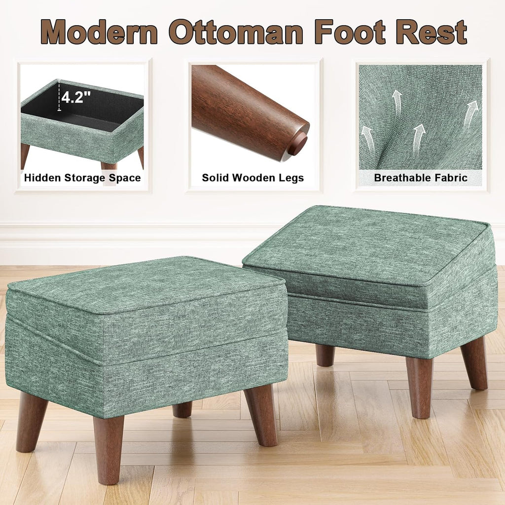 Green Small Storage Footstool Ottoman