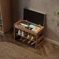 Walnut Cushioned Flip Top Shoe Bench