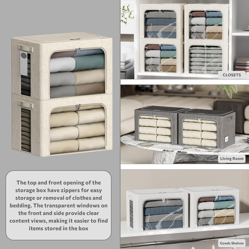 4 Metal Frame Fabric Storage Bins