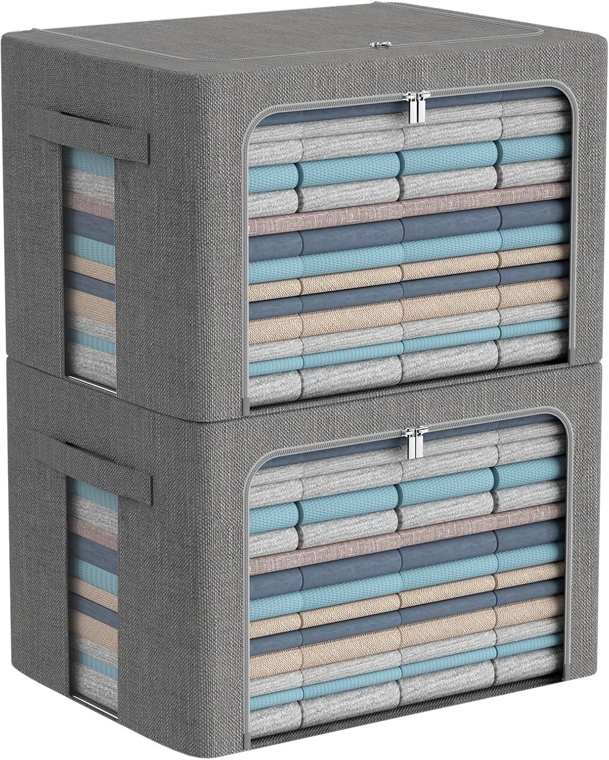 2 Linen Fabric Storage Bins