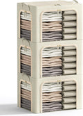 3 Beige Metal Frame Storage Bins