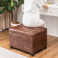 24" Tufted Leather Storage Ottoman Bench