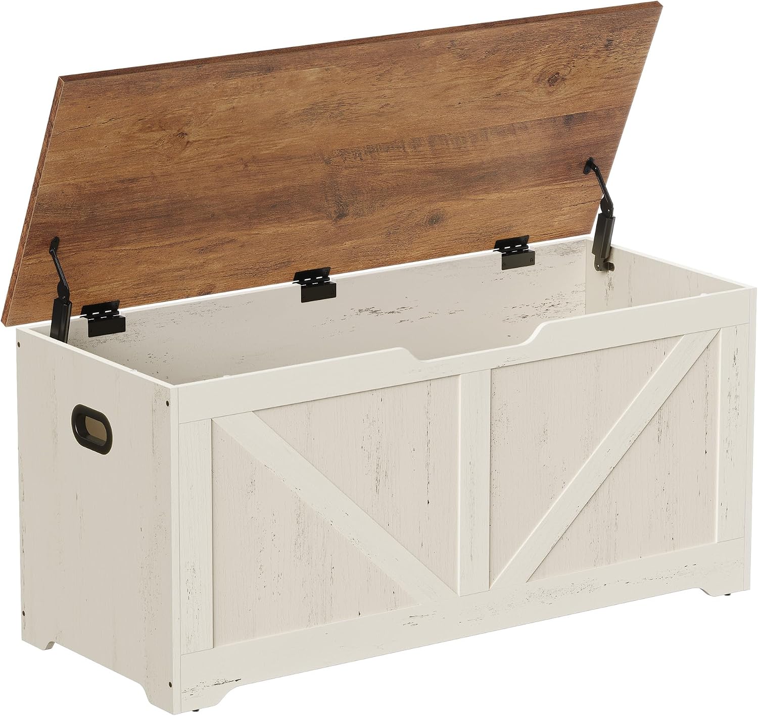 Honey Brown White Farmhouse Storage Bench