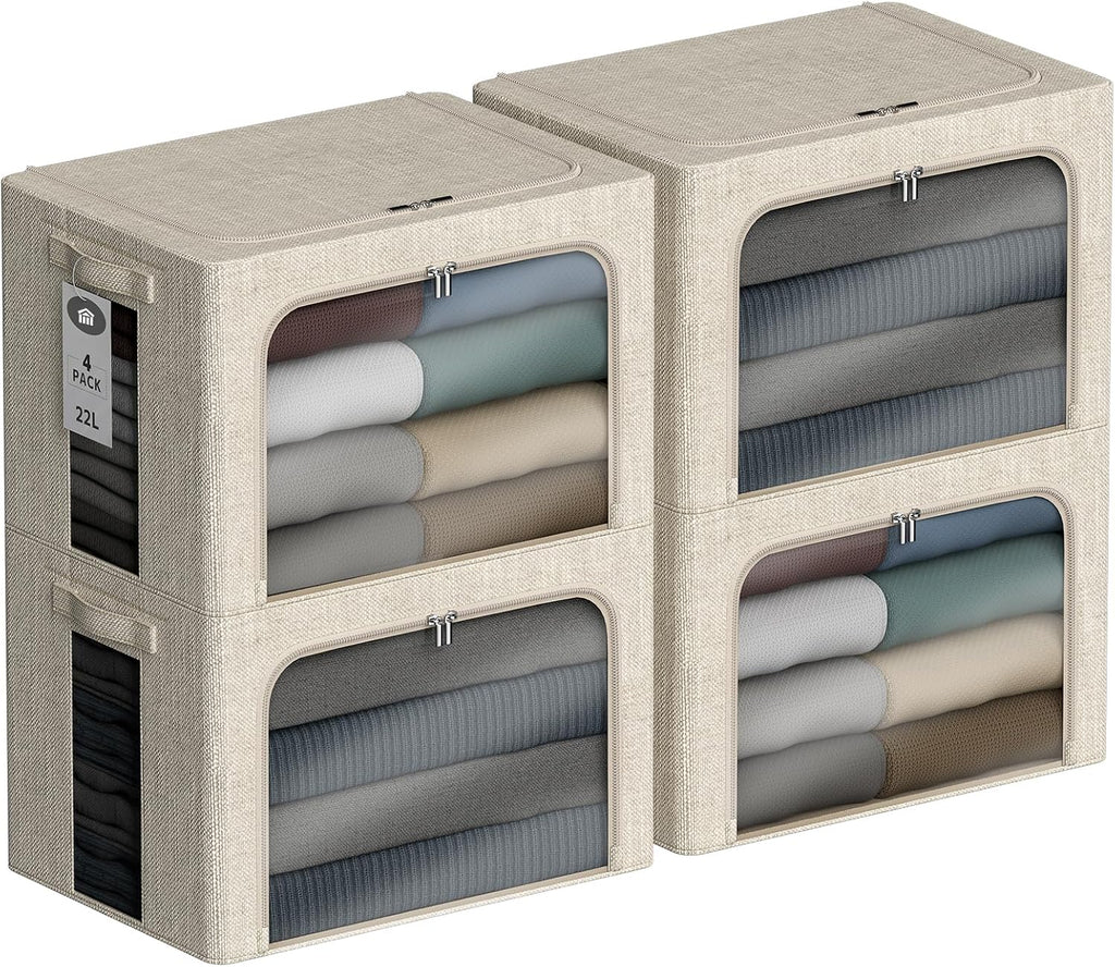 4 Metal Frame Fabric Storage Bins