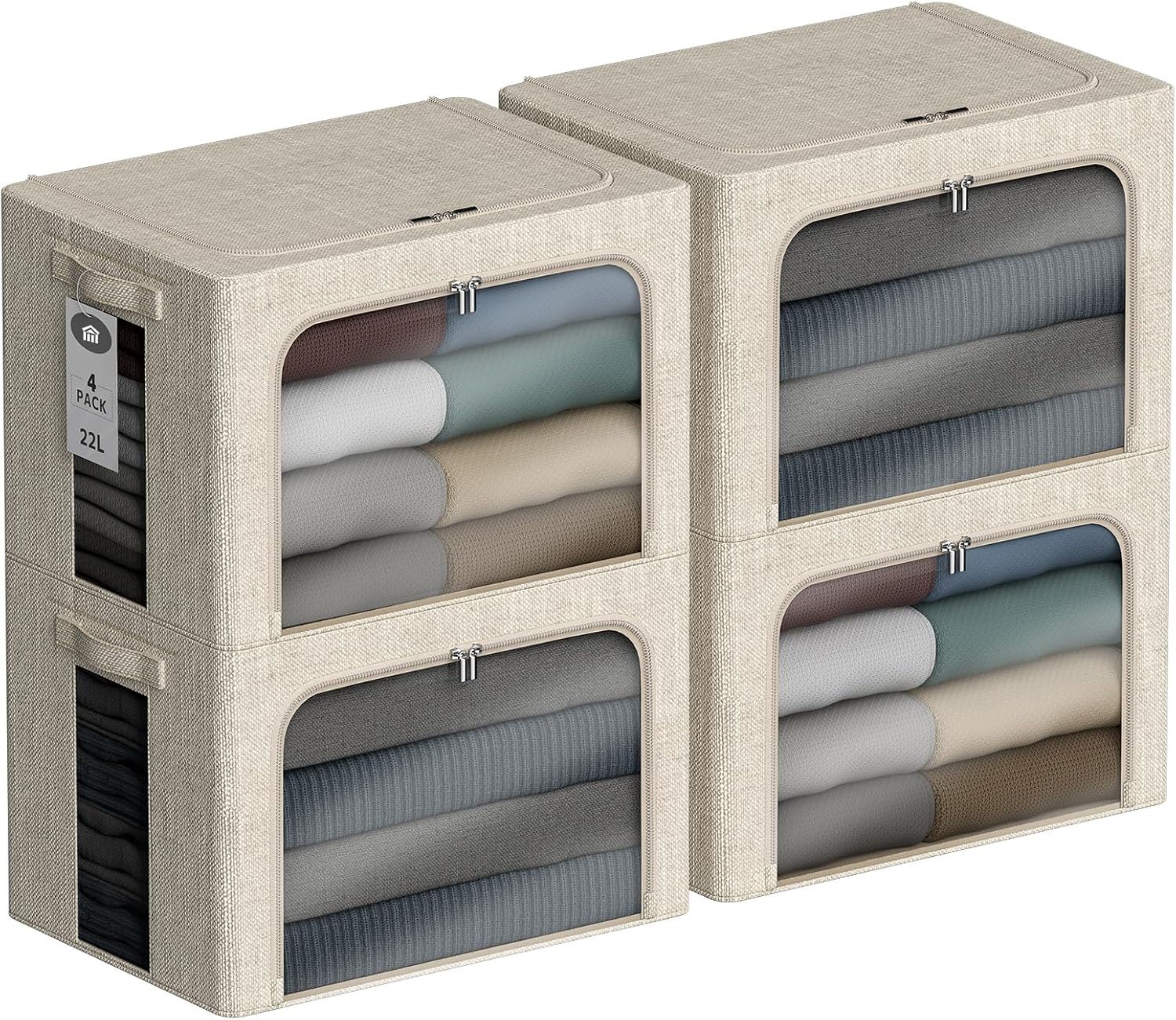 4 Metal Frame Fabric Storage Bins