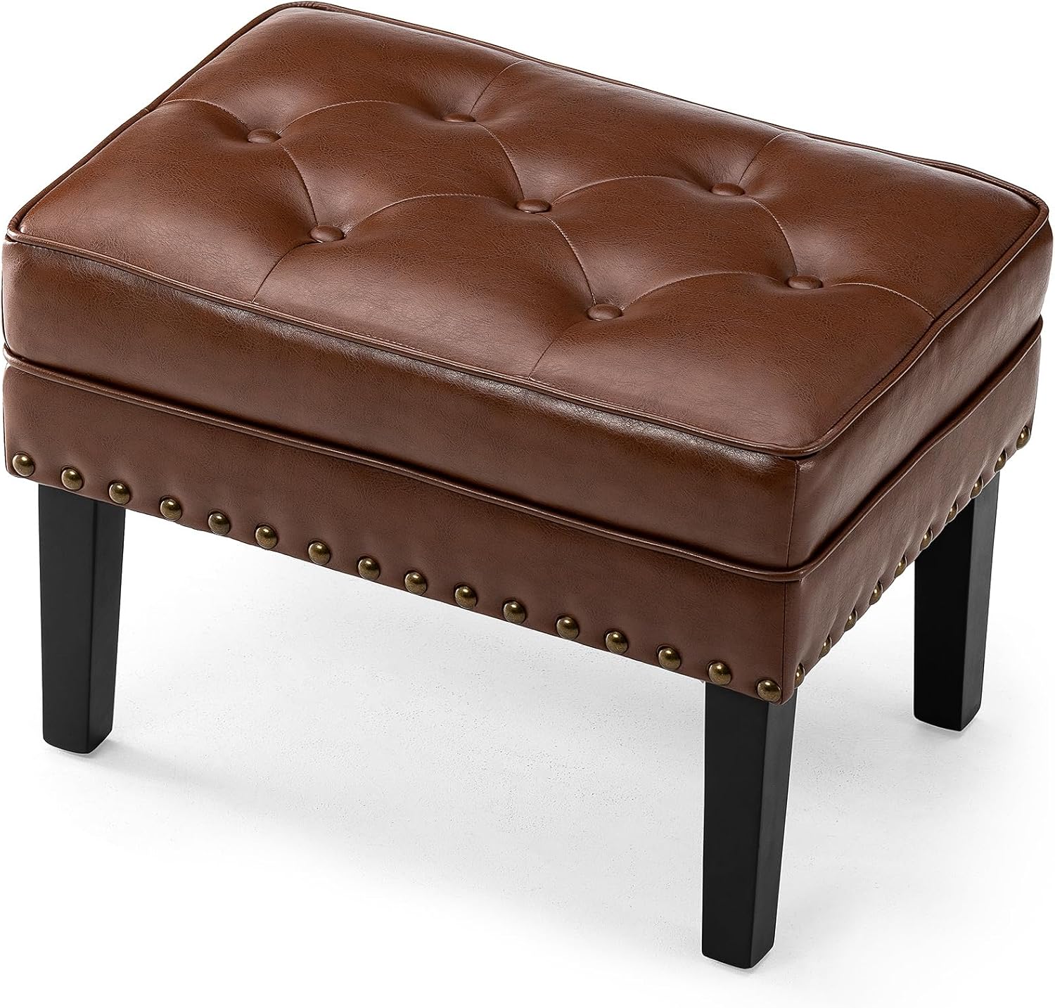Mid Century Leather Ottoman Stool