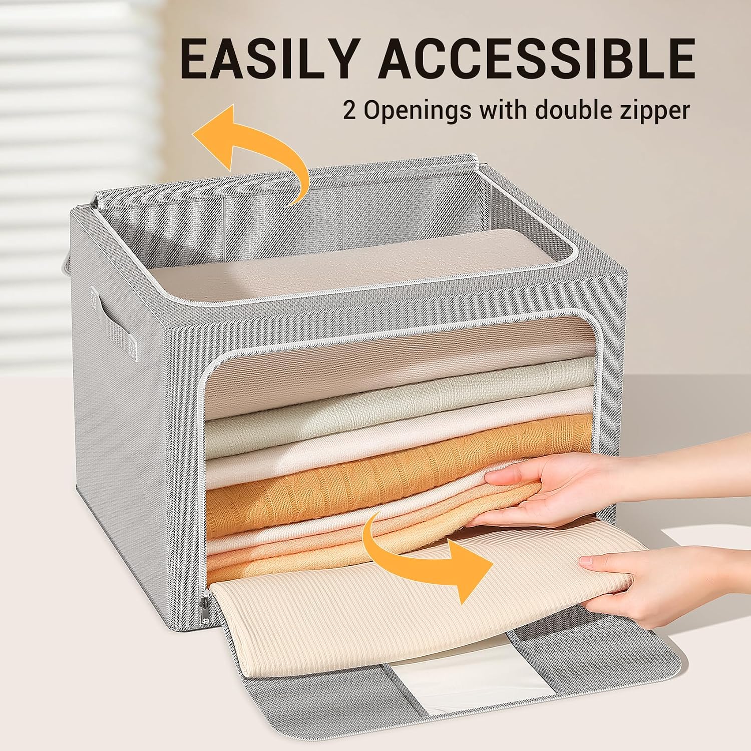 3 Pack Metal Frame Clothes Storage Bins