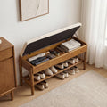 39.3 Inch Chenille Cushion Shoe Storage Bench