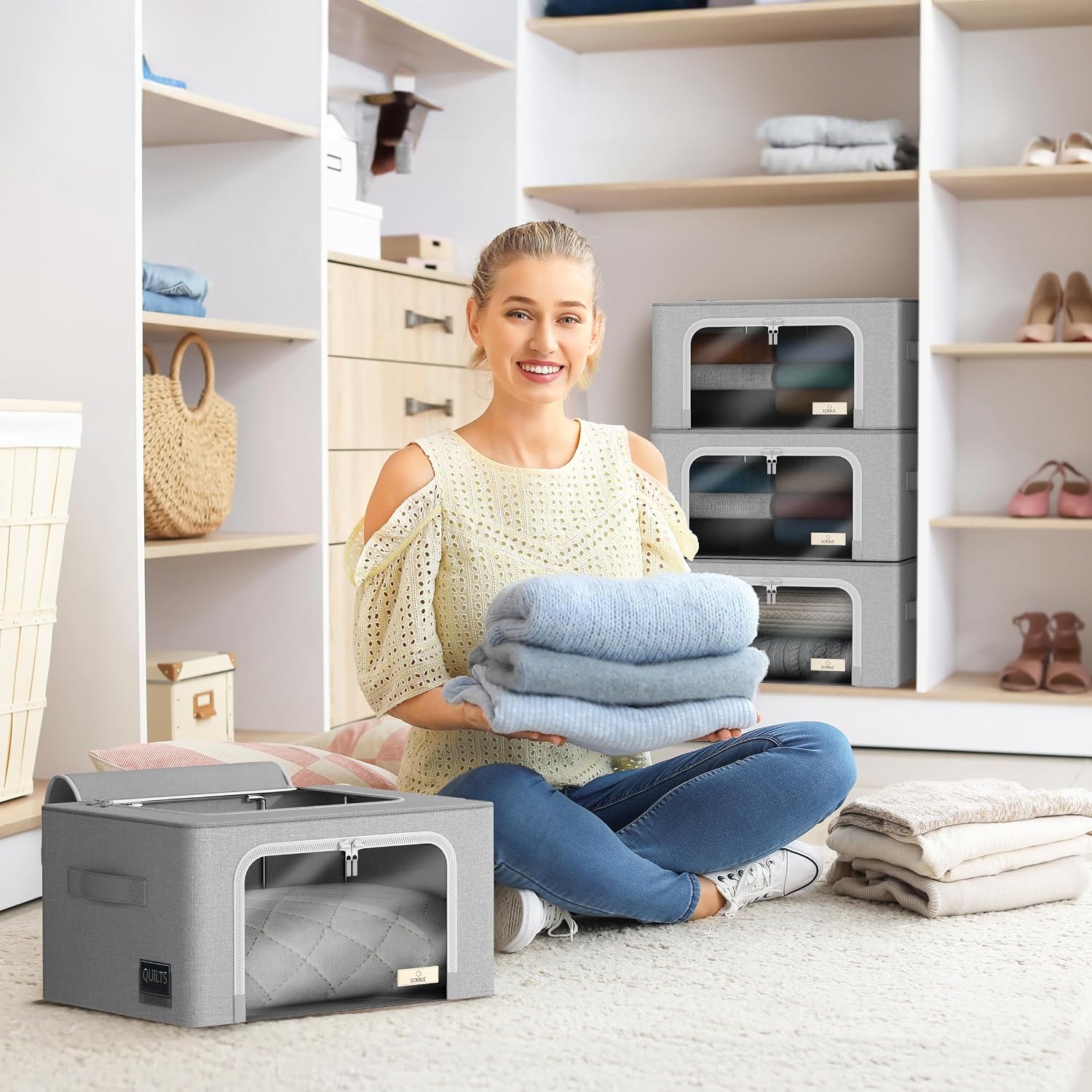 Metal Frame Oxford Storage Bins