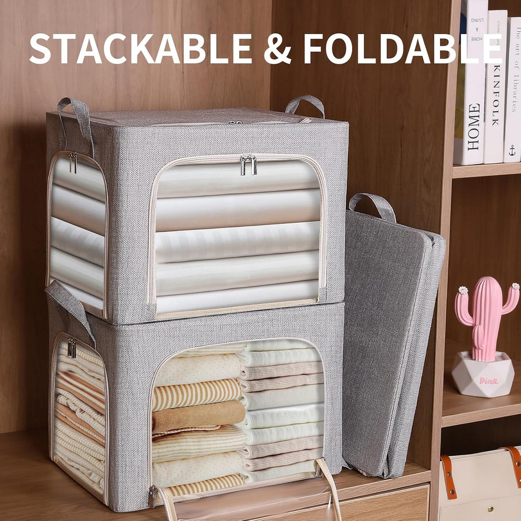 3 Pack Metal Frame Fabric Storage Bins
