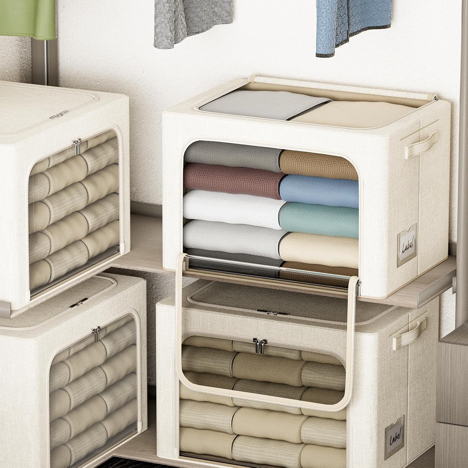 4 Metal Frame Fabric Storage Bins