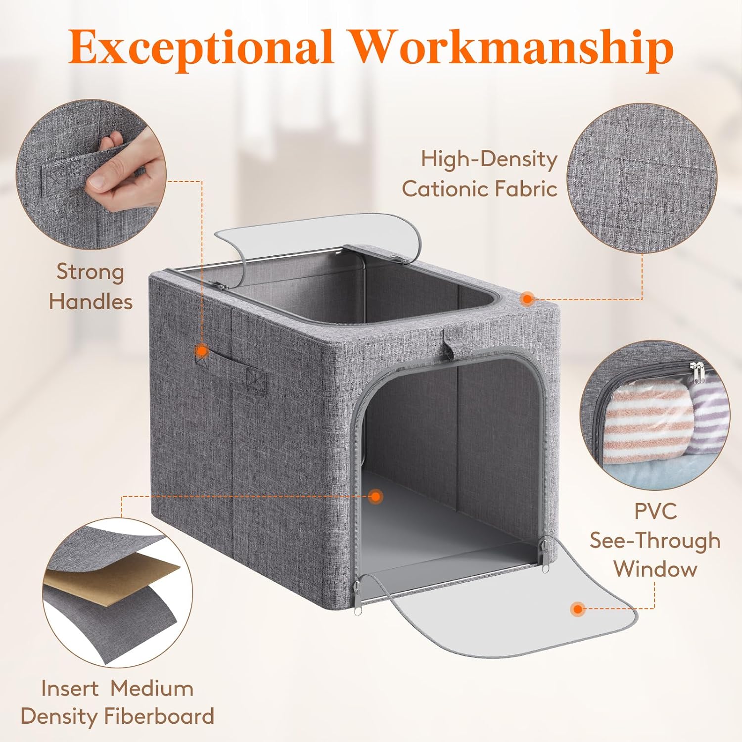 6 Metal Frame Fabric Storage Bins