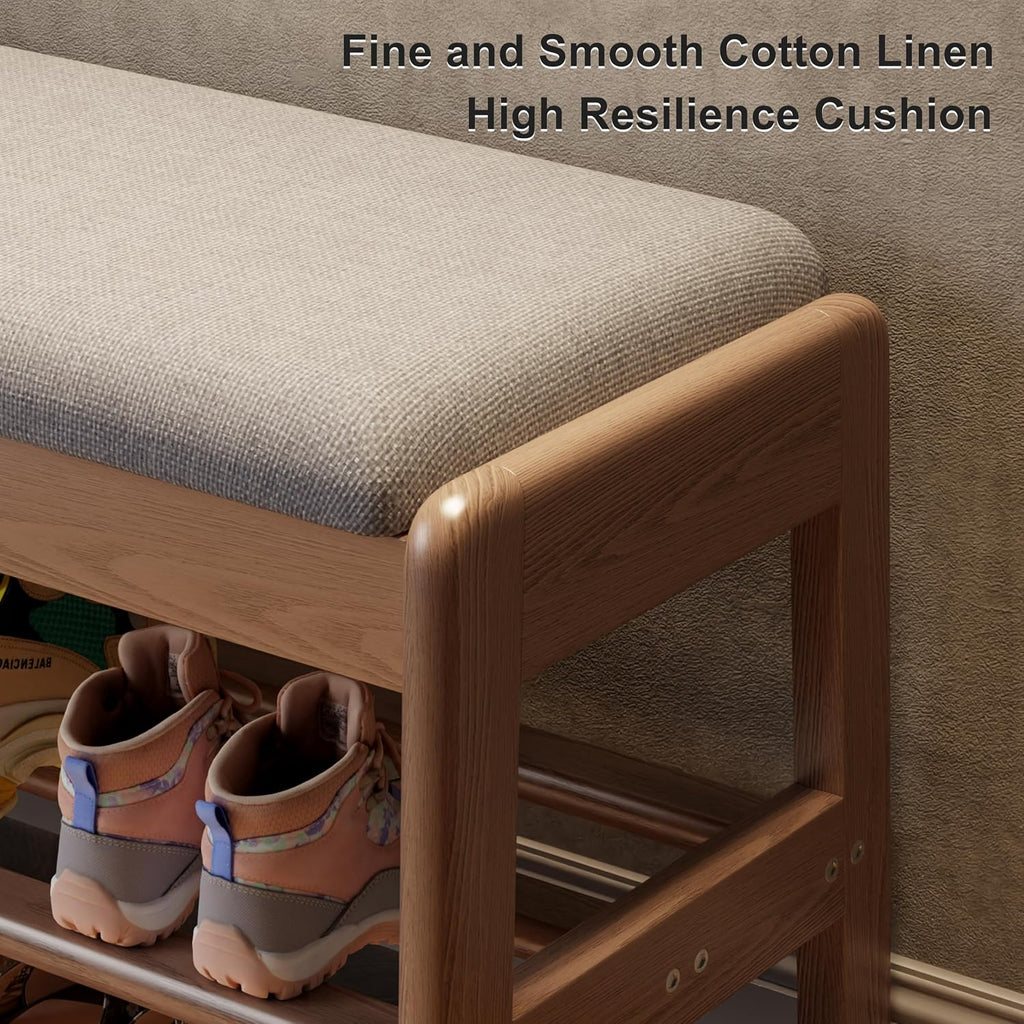 Walnut Cushioned Flip Top Shoe Bench