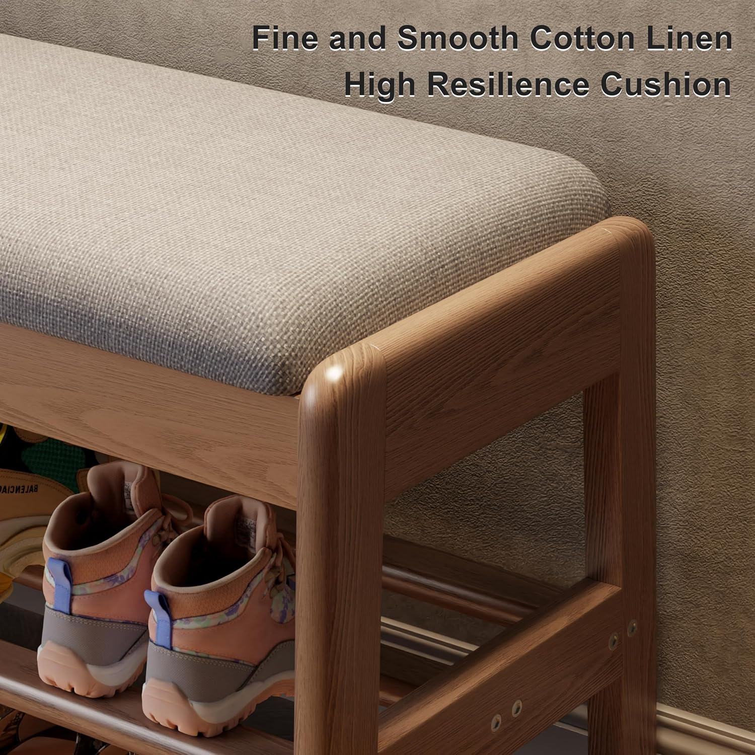 Walnut Cushioned Flip Top Shoe Bench